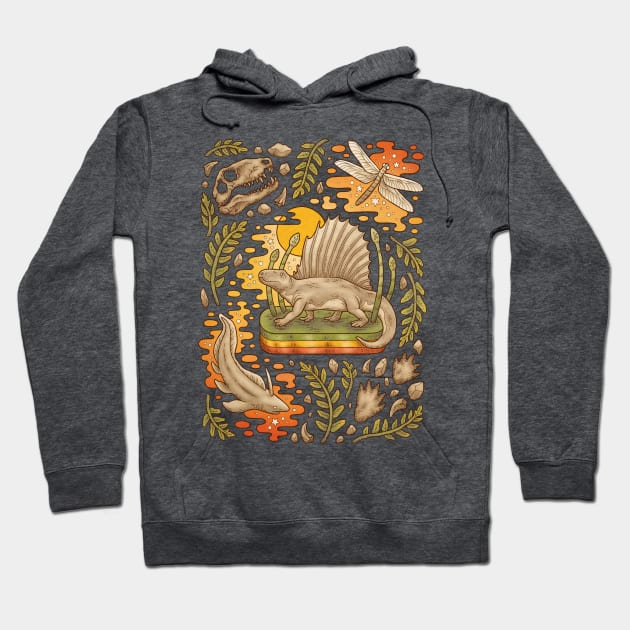 Daydream Dimetrodon | Not A Dinosaur Art | Permian Life Hoodie by OMEGAFAUNA